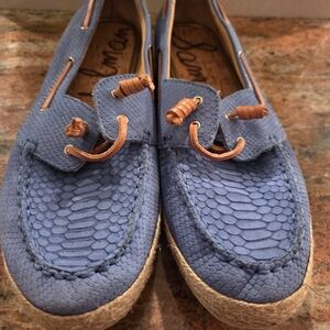 Sam Edelman Blue Textured Flats with Tan Accents